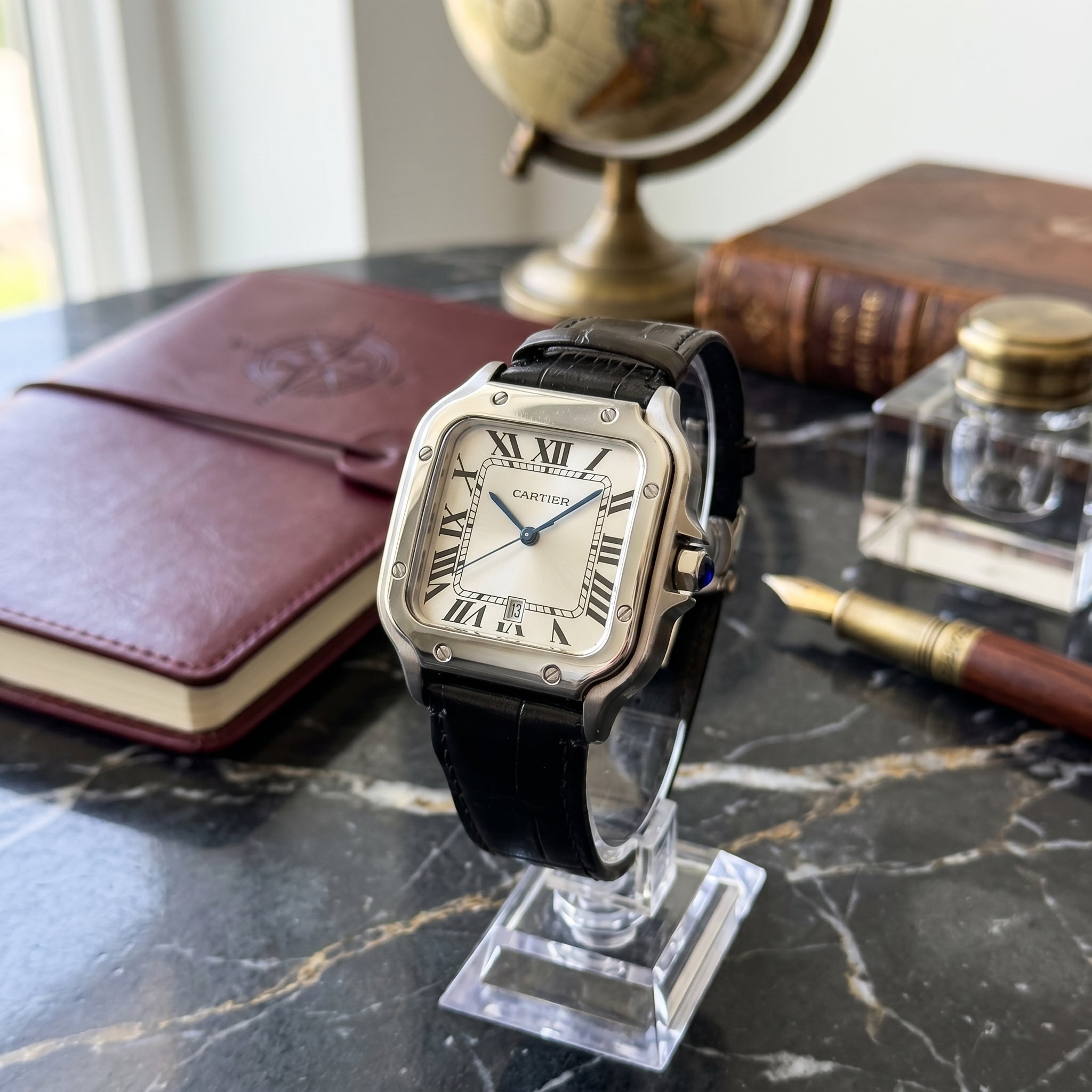 Cartier Santos Automatique – Bracelet Cuir  – Résistante à l’eau