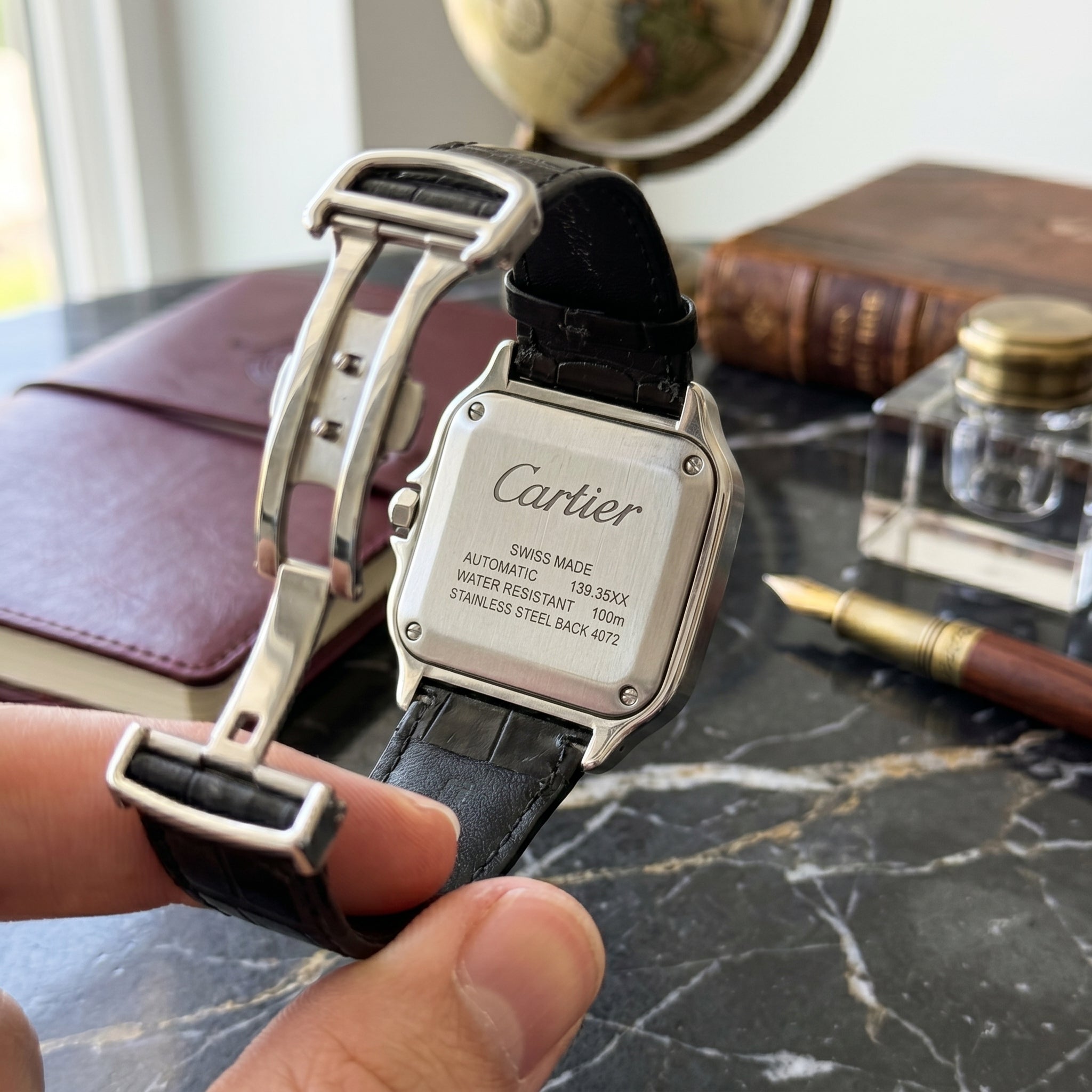 Cartier Santos Automatique – Bracelet Cuir  – Résistante à l’eau