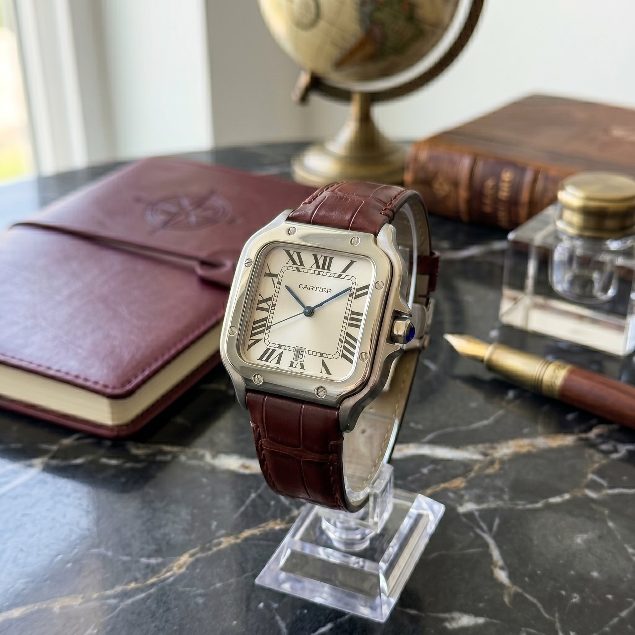 Cartier Santos Automatique – Bracelet Cuir  – Résistante à l’eau
