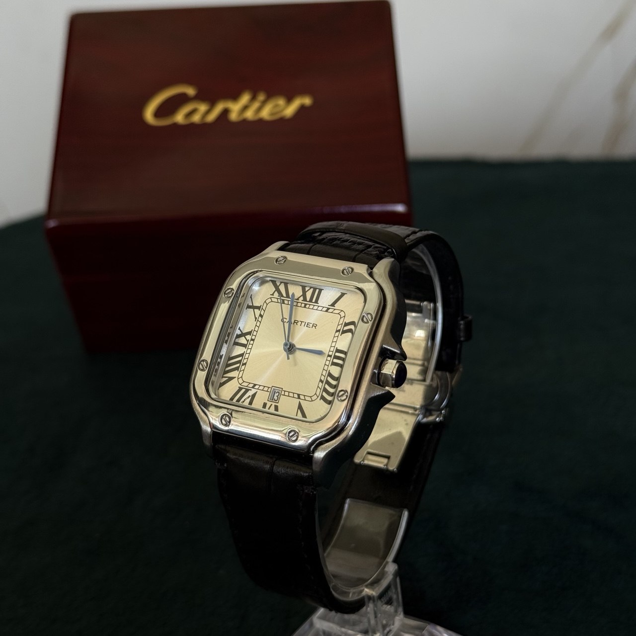 Cartier Santos Automatique – Bracelet Cuir  – Résistante à l’eau
